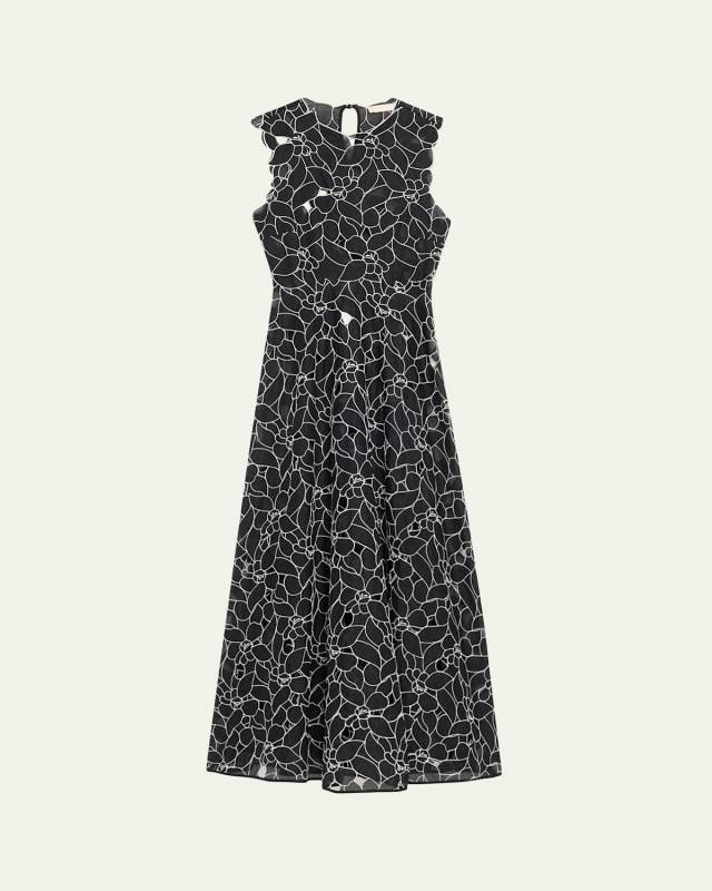 Kiana Embroidered Sleeveless Midi Dress